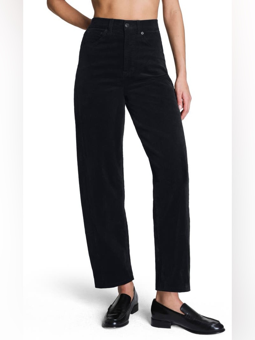 Spanx Corduroy Barrel Leg Pants Jeans Classic Black Size M NWT